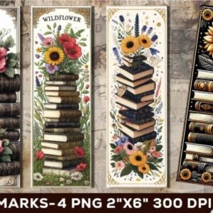 Book Stack Bookmark, Floral Bookmarks
