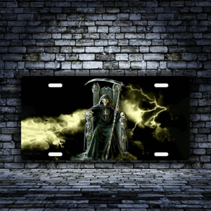 Grim Reaper Stormy Night Custom License Plate