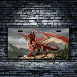 Standing Red Dragon Custom License Plate